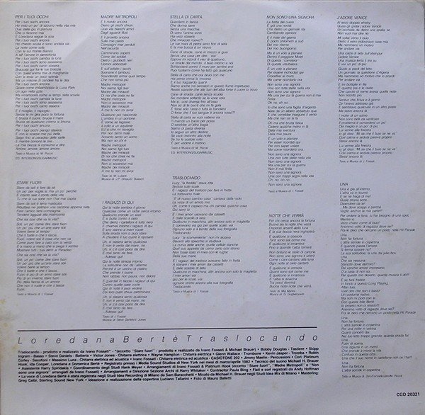 Loredana Bertè - Traslocando | CGD (CGD 20321) - 2