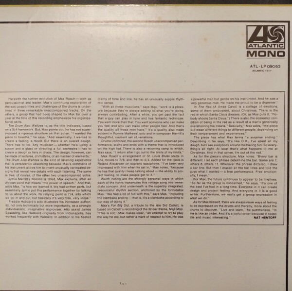 Max Roach - Drums Unlimited | Atlantic (ATL - LP 09063) - 4