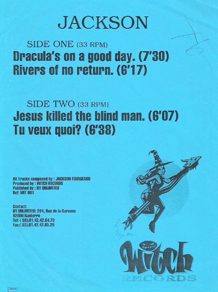 Jackson - Dracula's On A Good Day EP | Witch Records (WIT 001) - main Jackson - Dracula's On A Good Day EP | Witch Records (WIT 001) - main