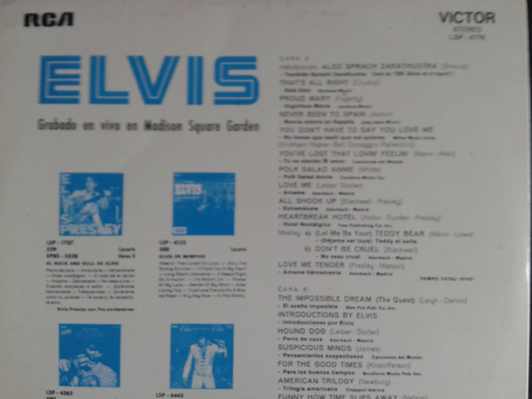 Elvis Presley - Elvis Grabado En Vivo En Madison Square Garden | RCA Victor (LSP-4776) - 4