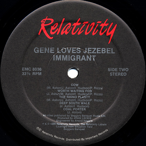 Gene Loves Jezebel - Immigrant | Relativity (EMC 8036) - 4