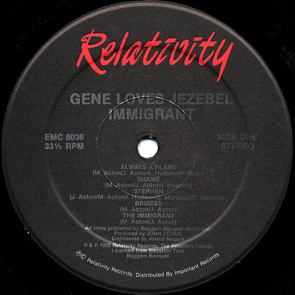 Gene Loves Jezebel - Immigrant | Relativity (EMC 8036) - 3