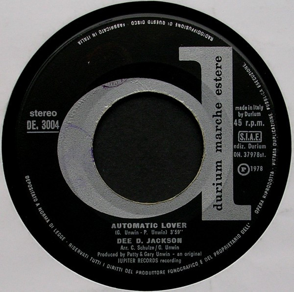 Dee D. Jackson - Automatic Lover | Durium (DE 3004) - 3