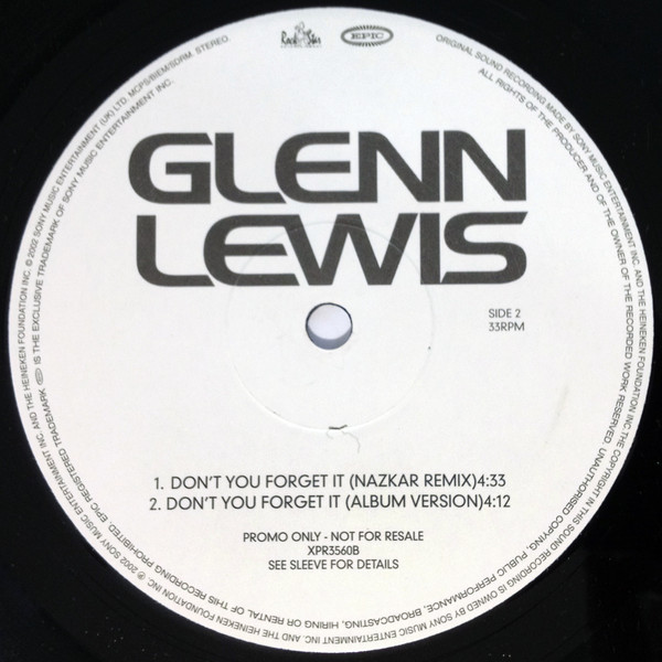 Glenn Lewis - Don't You Forget It | Epic (XPR3560) - 4 Glenn Lewis - Don't You Forget It | Epic (XPR3560) - 4