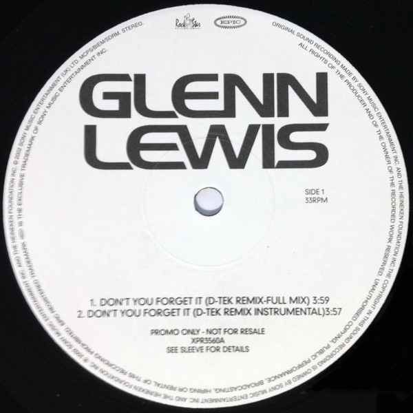 Glenn Lewis - Don't You Forget It | Epic (XPR3560) - 3 Glenn Lewis - Don't You Forget It | Epic (XPR3560) - 3