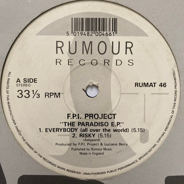 FPI Project - The Paradiso E.P. | Rumour Records (RUMAT 46) - main