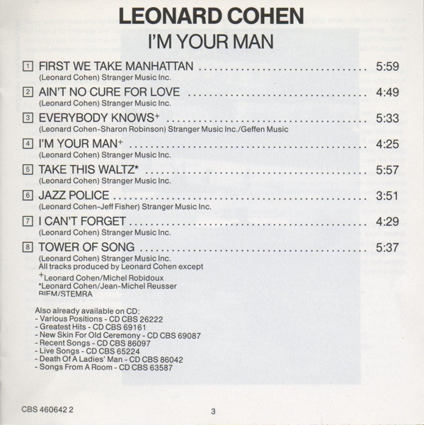 Leonard Cohen - I'm Your Man | Columbia (COL 460642 2) - 5