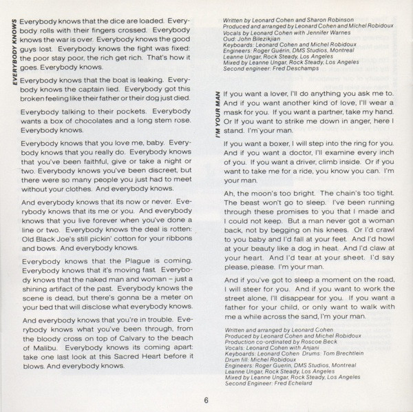 Leonard Cohen - I'm Your Man | Columbia (COL 460642 2) - 8