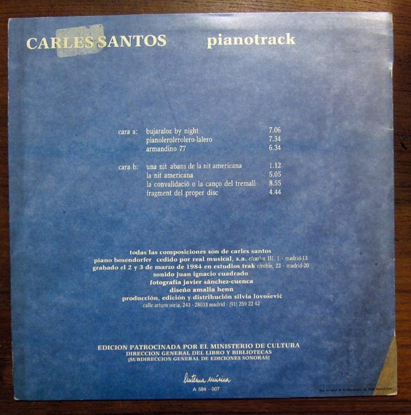 Carles Santos - Pianotrack | Linterna Música (A 584 - 007)