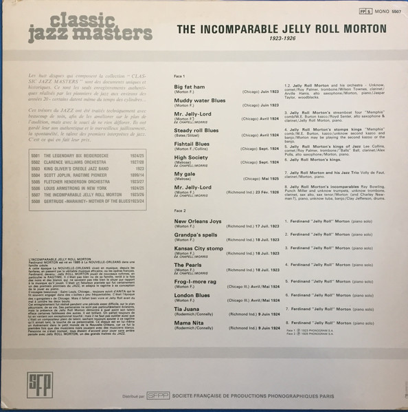 Jelly Roll Morton - The Incomparable | Société Française de Productions Phonographiques (SFP 5507) - 2 Jelly Roll Morton - The Incomparable | Société Française de Productions Phonographiques (SFP 5507) - 2