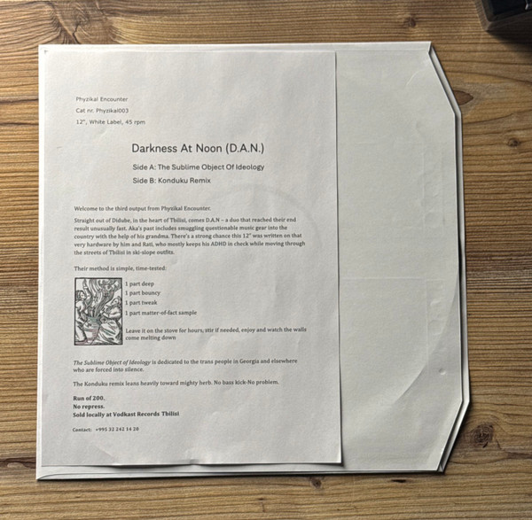 Darkness At Noon (D.A.N.) - The Sublime Object Of Ideology | Phyzikal (Phyzikal003) Darkness At Noon (D.A.N.) - The Sublime Object Of Ideology | Phyzikal (Phyzikal003)