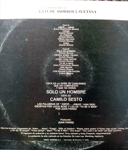 Camilo Sesto - Solo Un Hombre | Ariola (85.465-I) - 2