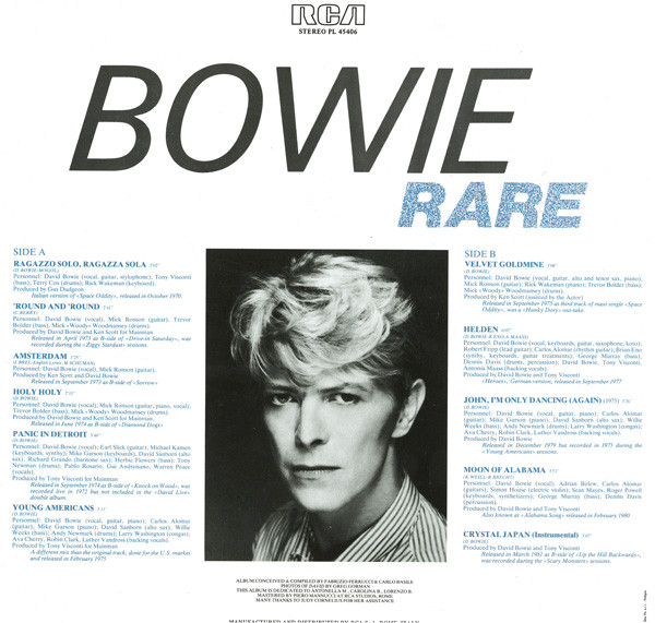 David Bowie - Rare | RCA (PL 45406) - 2