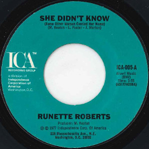 Runette Roberts - She Didn't Know | ICA Recording Group (ICA-005) - main Runette Roberts - She Didn't Know | ICA Recording Group (ICA-005) - main