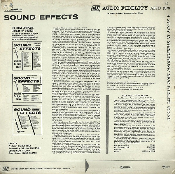 No Artist - Sound Effects, Volume 4 | Audio Fidelity (AFSD 9078) - 2