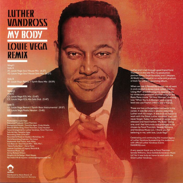 Luther Vandross - My Body (Louie Vega Remix) | Vega Records (VRRSD2019PT1) - 2 Luther Vandross - My Body (Louie Vega Remix) | Vega Records (VRRSD2019PT1) - 2