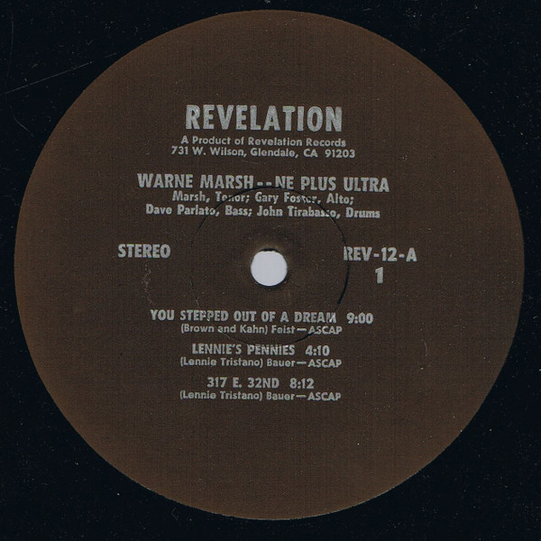 Warne Marsh - Ne Plus Ultra | Revelation Records (REV-12) - 3 Warne Marsh - Ne Plus Ultra | Revelation Records (REV-12) - 3