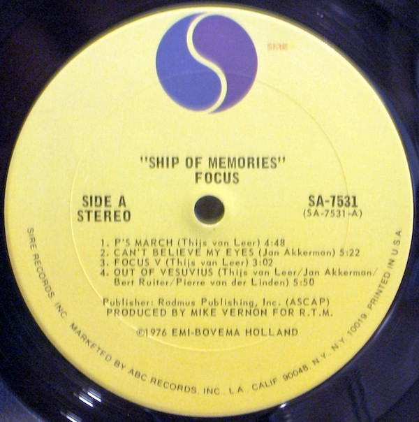 Focus - Ship Of Memories | Sire (SA-7531) - 3