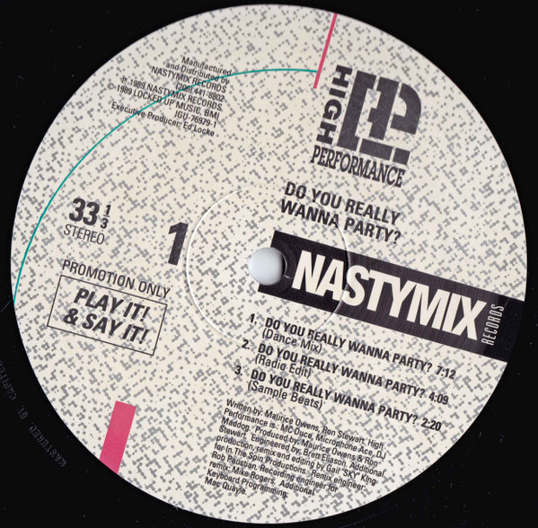 High Performance - Do You  Really Wanna Party? | Nastymix Records (IGU-76979-1) - main