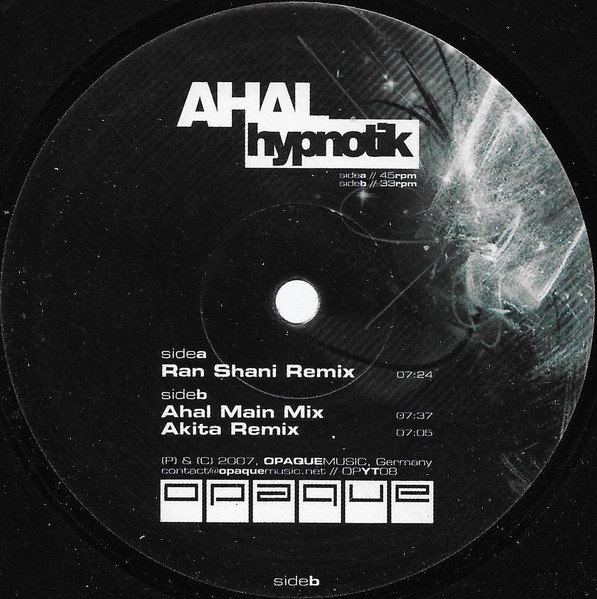 Ahal - Hypnotik | Opaque Music (OPYT08) - 2
