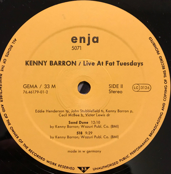 Kenny Barron - Live At Fat Tuesdays | Enja Records (enja 5071) - 4