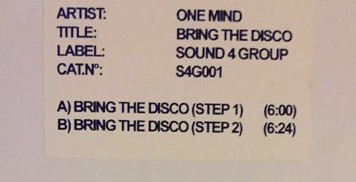 One Mind - Bring The Disco | Sound4Group (S4G 001)