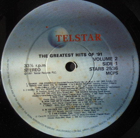 Various - The Greatest Hits Of 91 Volume Two | Telstar (STAR B 2536) - 4 Various - The Greatest Hits Of 91 Volume Two | Telstar (STAR B 2536) - 4