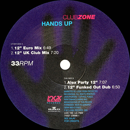 Clubzone - Hands Up | Logic Records (74321 23698-1) - 3