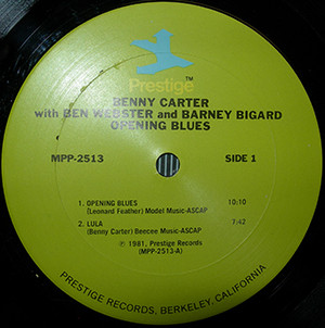 Benny Carter With Ben Webster & Barney Bigard - Opening Blues | Prestige (MPP-2513)