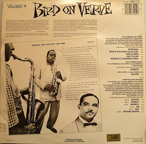 Charlie Parker , Machito Supervised By Norman Granz - Bird On Verve - Volume 4 | Verve Records (817 445-1) - 2