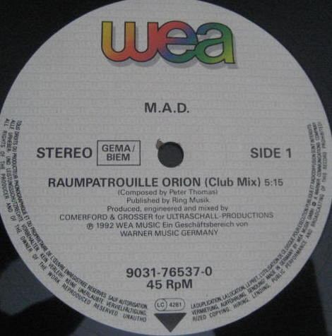 M.A.D. - Raumpatrouille Orion | WEA (9031-76537-0) - main