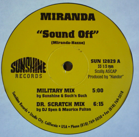 Miranda - Sound Off | Sunshine Entertainment (SUN 12829)