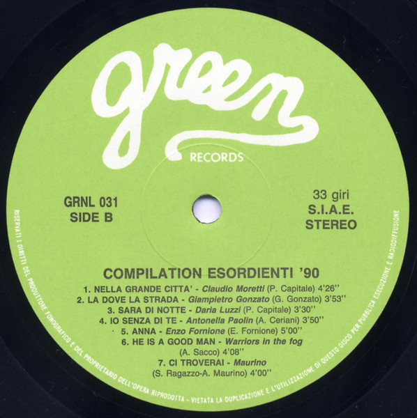 Various - Compilation Esordienti '90 | Green Records (GRNL 031) - 4 Various - Compilation Esordienti '90 | Green Records (GRNL 031) - 4