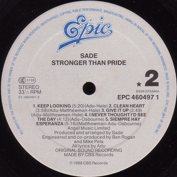 Sade - Stronger Than Pride | Epic (EPC 460497 1) - 4