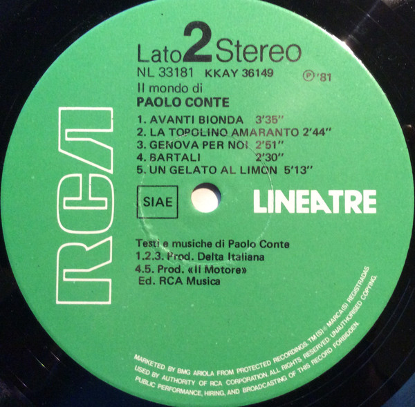 Paolo Conte - Il Mondo Di Paolo Conte | RCA (NL 33181) - 4