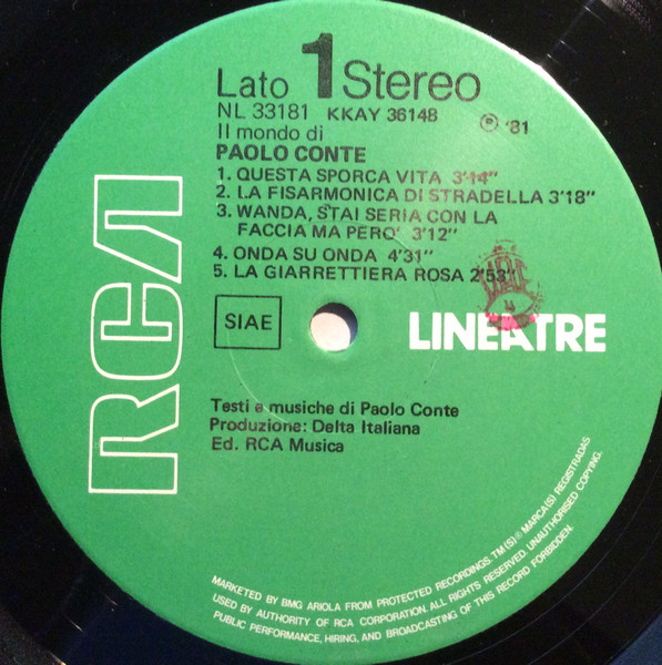 Paolo Conte - Il Mondo Di Paolo Conte | RCA (NL 33181) - 3