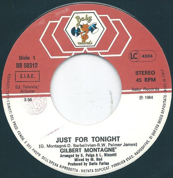 Gilbert Montagné - Just For Tonight / Musicienne | Baby Records (BR 50312)
