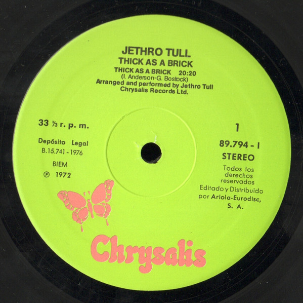Jethro Tull - Thick As A Brick | Chrysalis (89.794-I) - 3