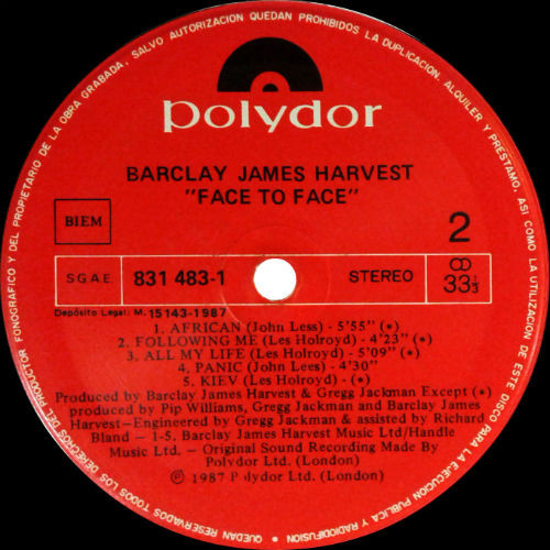 Barclay James Harvest - Face To Face | Polydor (831 483-1) - 4