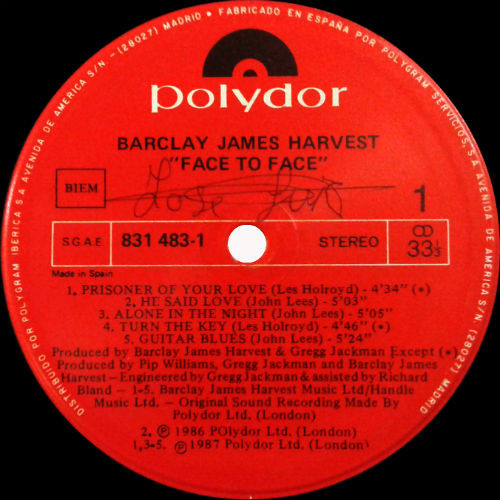 Barclay James Harvest - Face To Face | Polydor (831 483-1) - 3