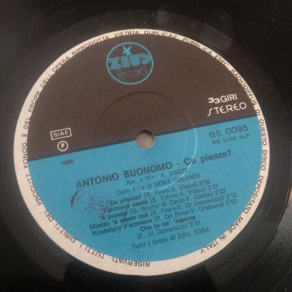 Antonio Buonomo - Ce Pienze | Zeus Record (BE 0095) - 3 Antonio Buonomo - Ce Pienze | Zeus Record (BE 0095) - 3