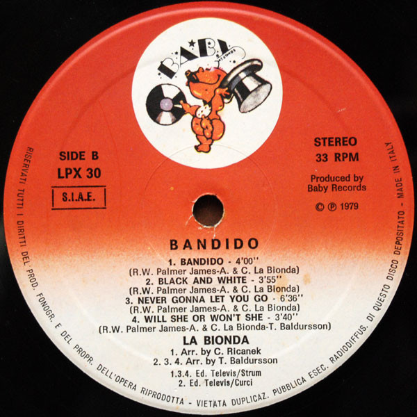 La Bionda - Bandido | Baby Records (LPX 30) - 4 La Bionda - Bandido | Baby Records (LPX 30) - 4