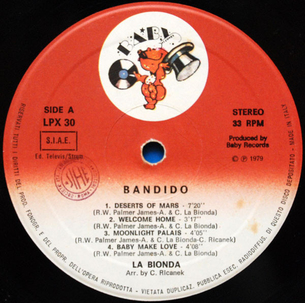 La Bionda - Bandido | Baby Records (LPX 30) - 3 La Bionda - Bandido | Baby Records (LPX 30) - 3