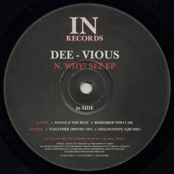 Dee Vious - N.Why? See EP | In Records (IN 12 002) - main