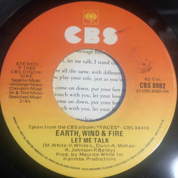 Earth, Wind & Fire - Let Me Talk | CBS (CBS 8982) - 4