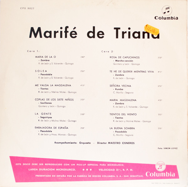 Marifé de Triana - Marifé De Triana | Columbia (CPS 9027) - 2