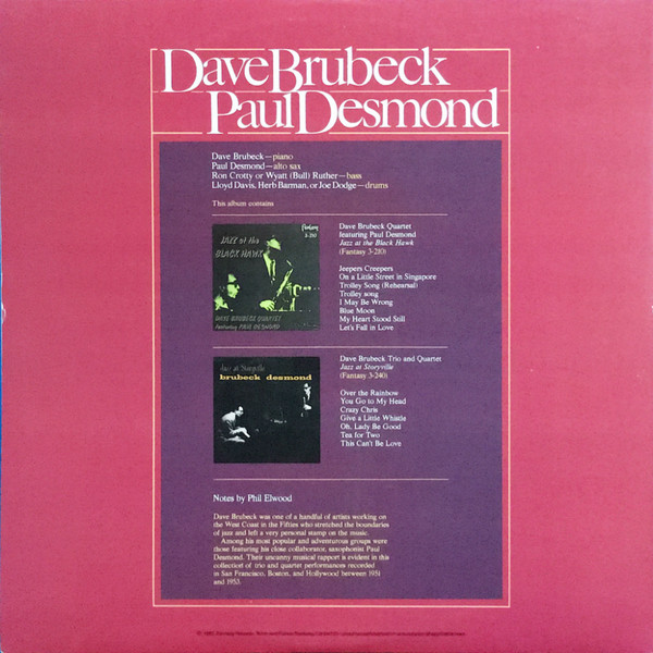 Dave Brubeck & Paul Desmond - Dave Brubeck/Paul Desmond | Fantasy (F-24727) - 2