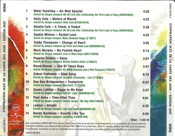 Various - Festival International De Jazz De Montréal - Compilation Jazz 2007 - Carte Des Amis Du Festival - Friends Of The Festival | Universal Music (UMCF-05778-2) - 2