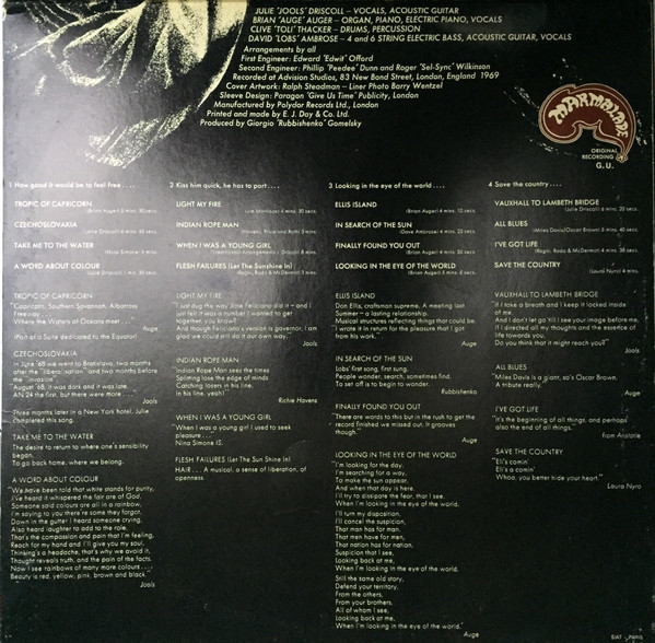 Julie Driscoll, Brian Auger & The Trinity - Streetnoise | Marmalade (658.145) - 4