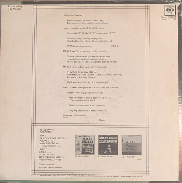 Miles Davis - Sorcerer | Columbia (CS 9532) - 2 Miles Davis - Sorcerer | Columbia (CS 9532) - 2